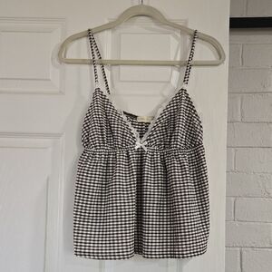 Frankee & Skylarr Black and White Gingham Spaghetti Strap Top Size XL